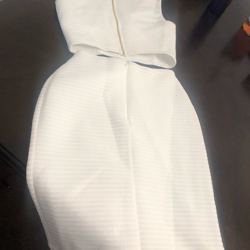 Two piece stark white top and skirt set